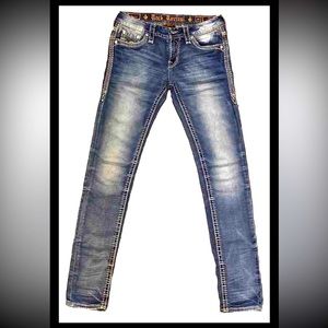 ROCK REVIVAL WOMANS JEANS SIZE 27 DARIELIN PRISTINE SHAPE FOR SALE.
